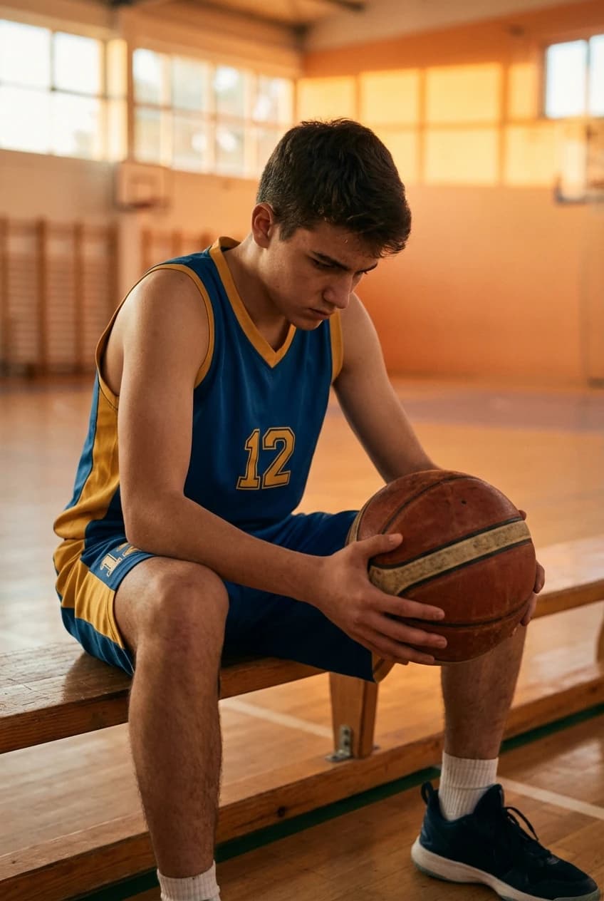 Joueur de basketball sur le banc