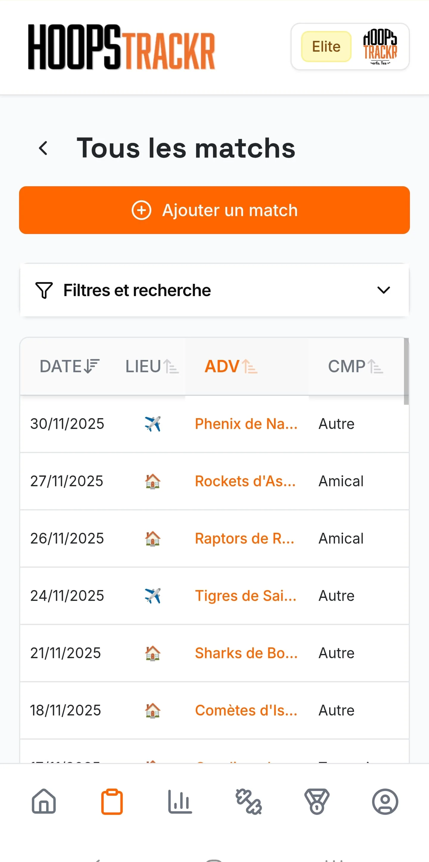 Retrouve n'importe quel match, n'importe quand