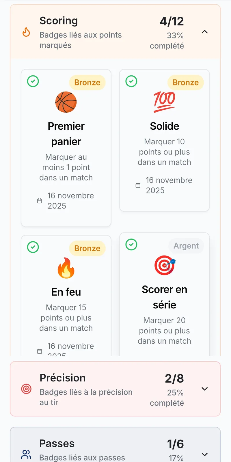 Écran de l'application HoopsTrackR